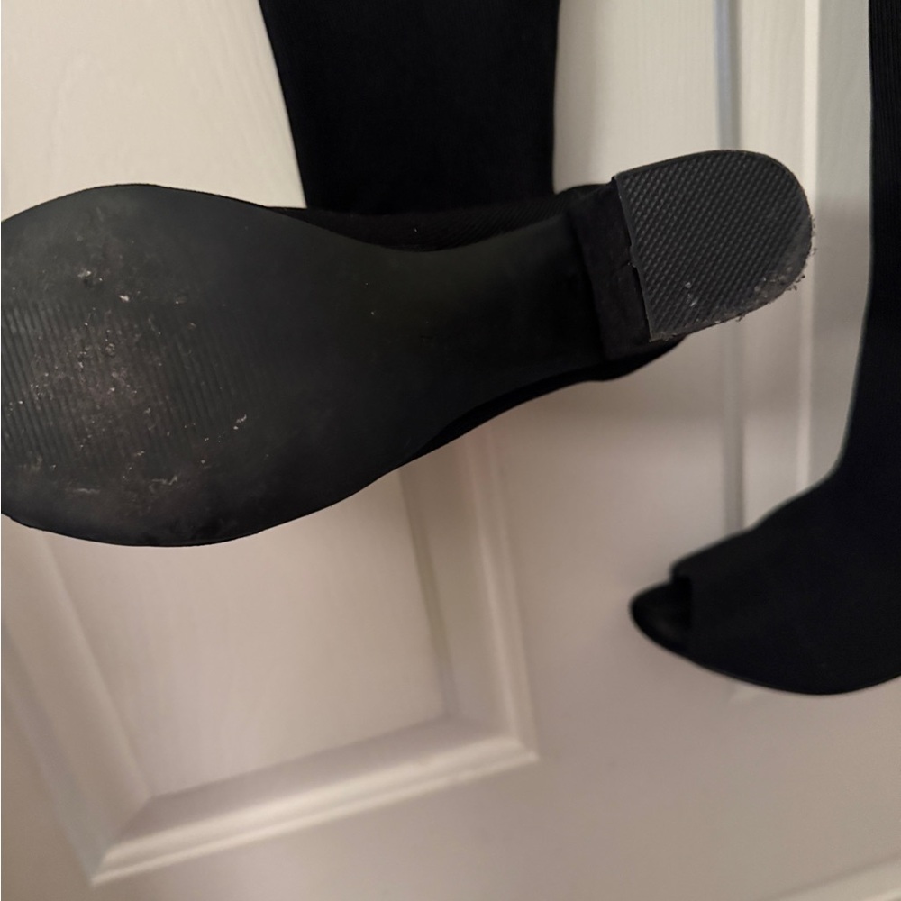 Black Over-the-Knee peep toe Boots - Picture 7 of 7